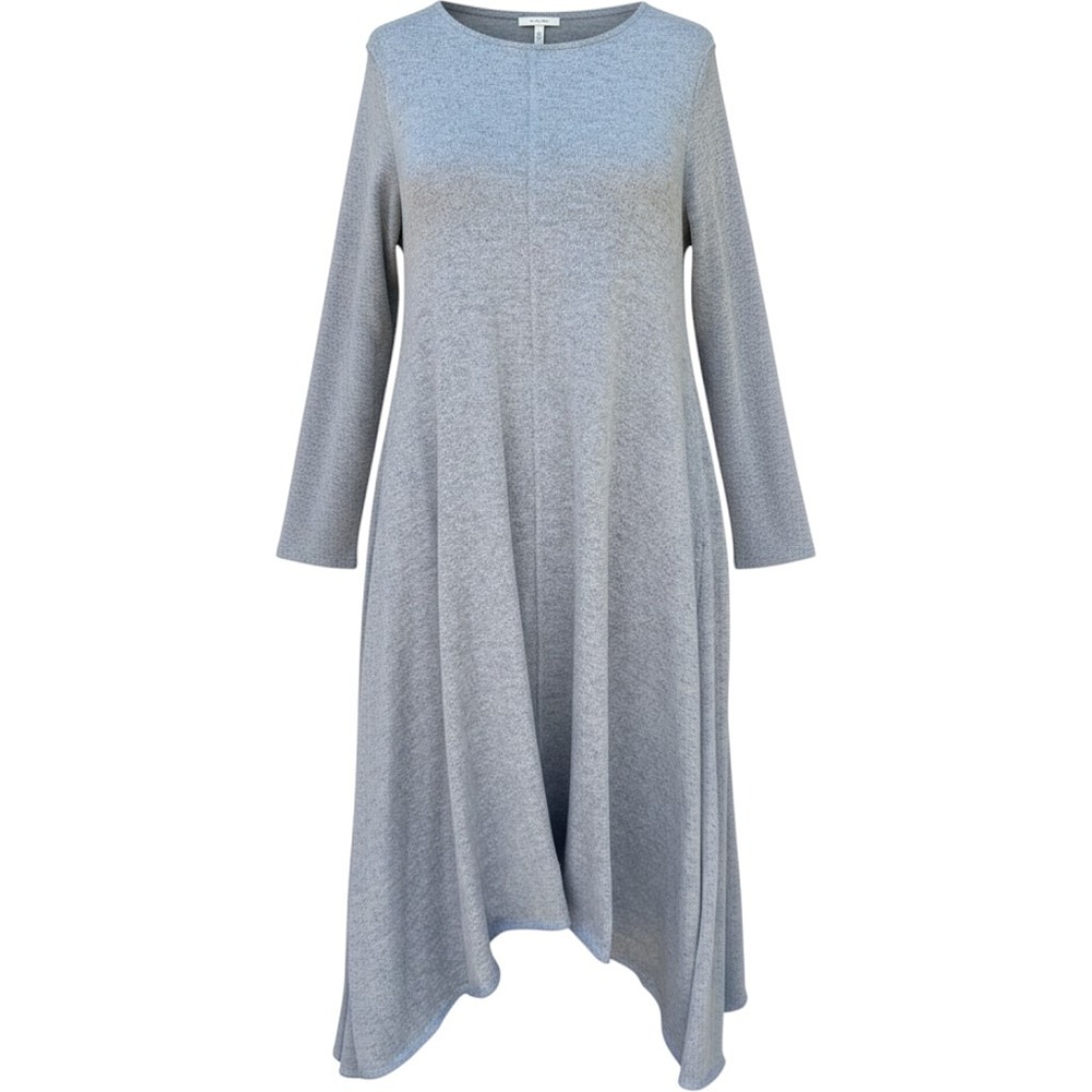 Agnes & Dora Gray Heathered Knit Midi Dress M/L Long Sleeve Pockets High Low Hem